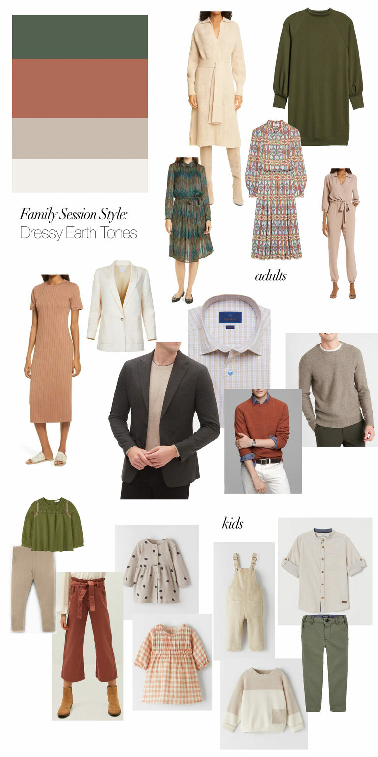 family session style, dressy earth tones